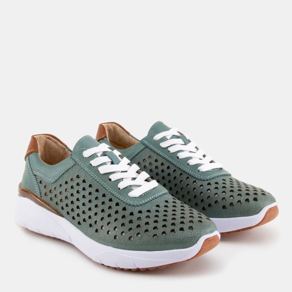 Saona-003 | Sneaker cómodo de piel con diseño picado y Memory Gel